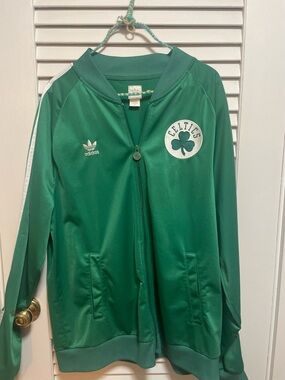 Adidas Mens Boston Celtics Green Track Jacket